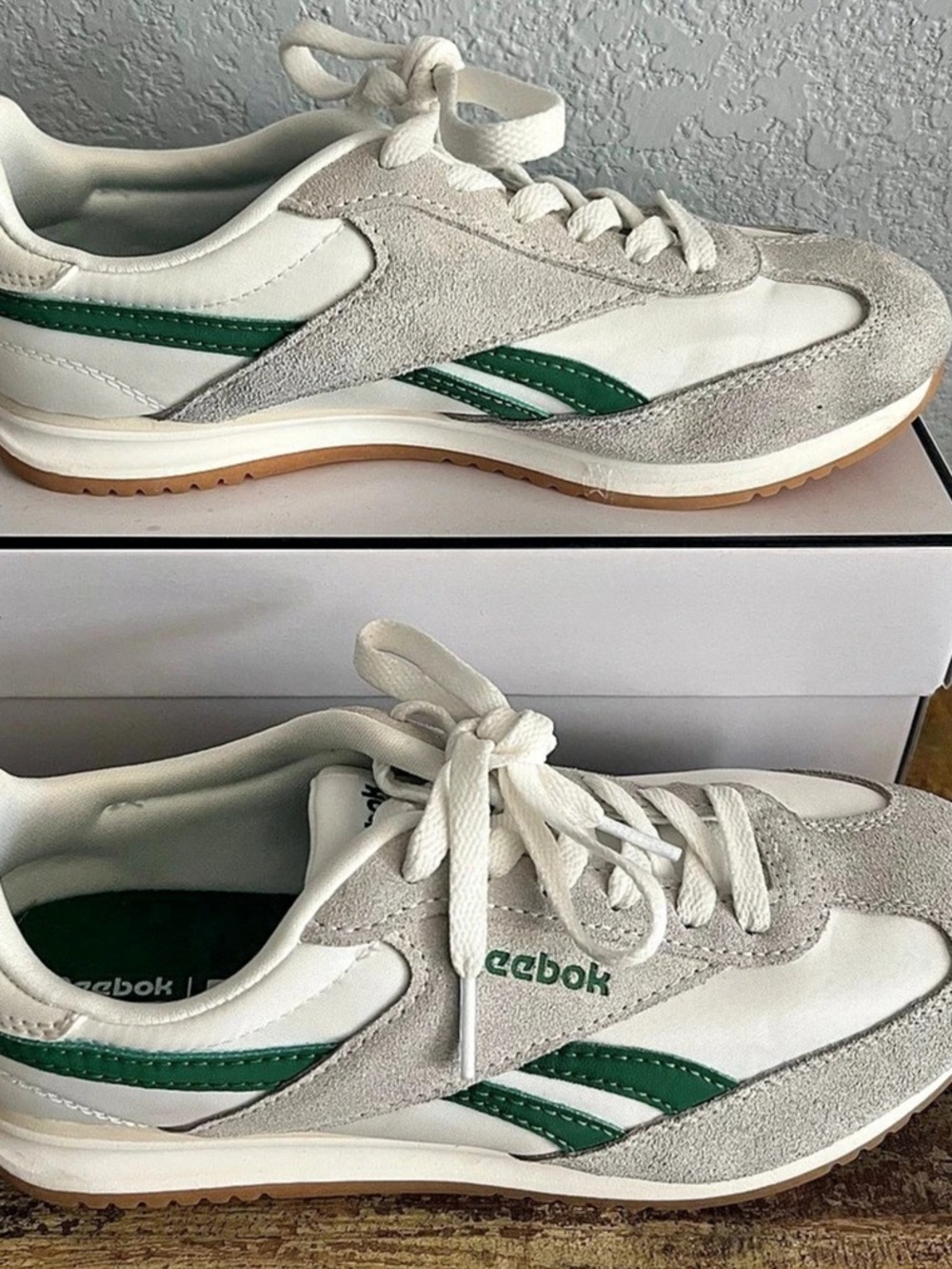 Reebok FCG124275 Women's White & Green Sneakers US 7